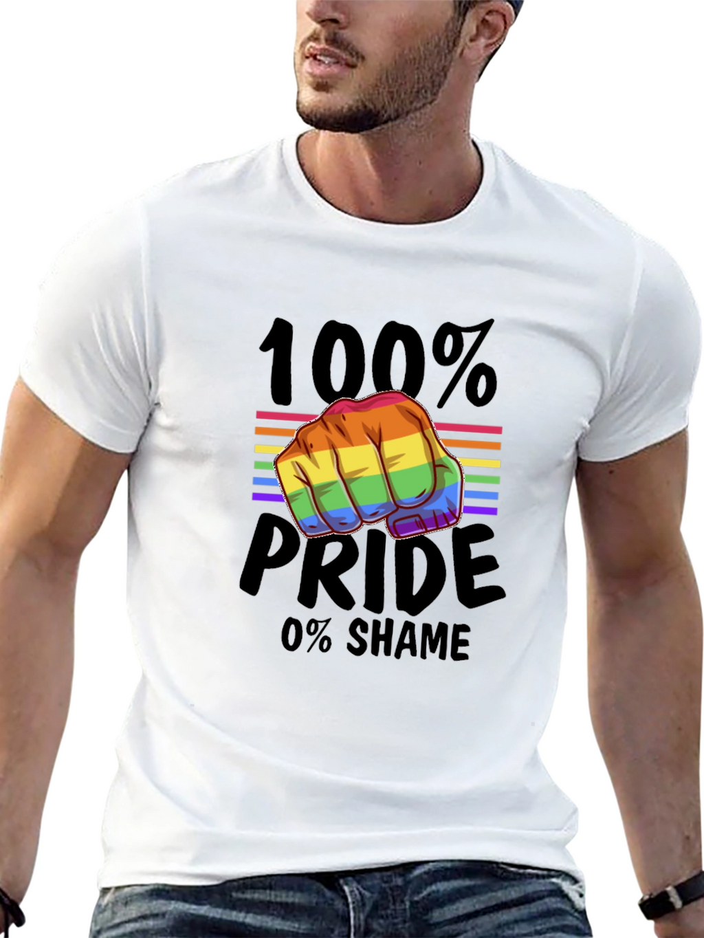 Pride Fist T-Shirt - 100% Pride 0% Shame!
