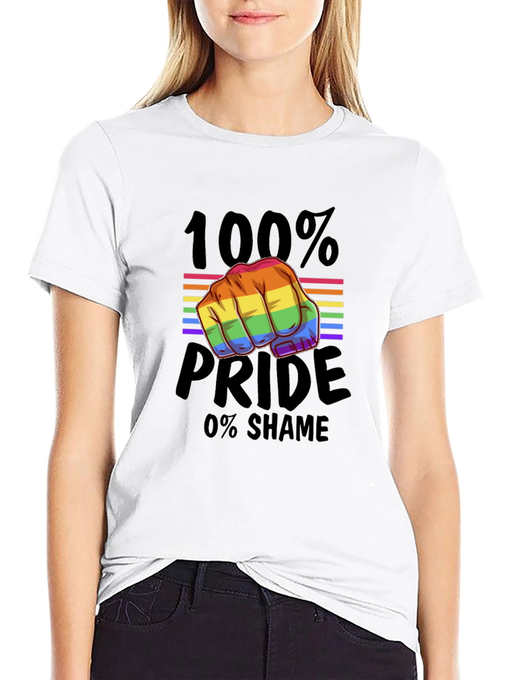 Pride Fist T-Shirt - 100% Pride 0% Shame!