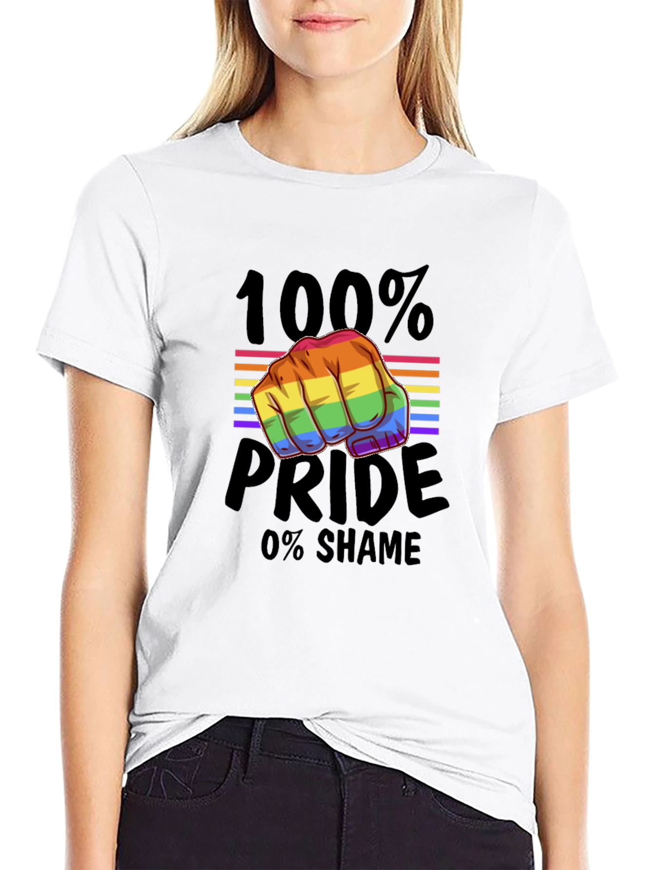 Pride Fist T-Shirt - 100% Pride 0% Shame!