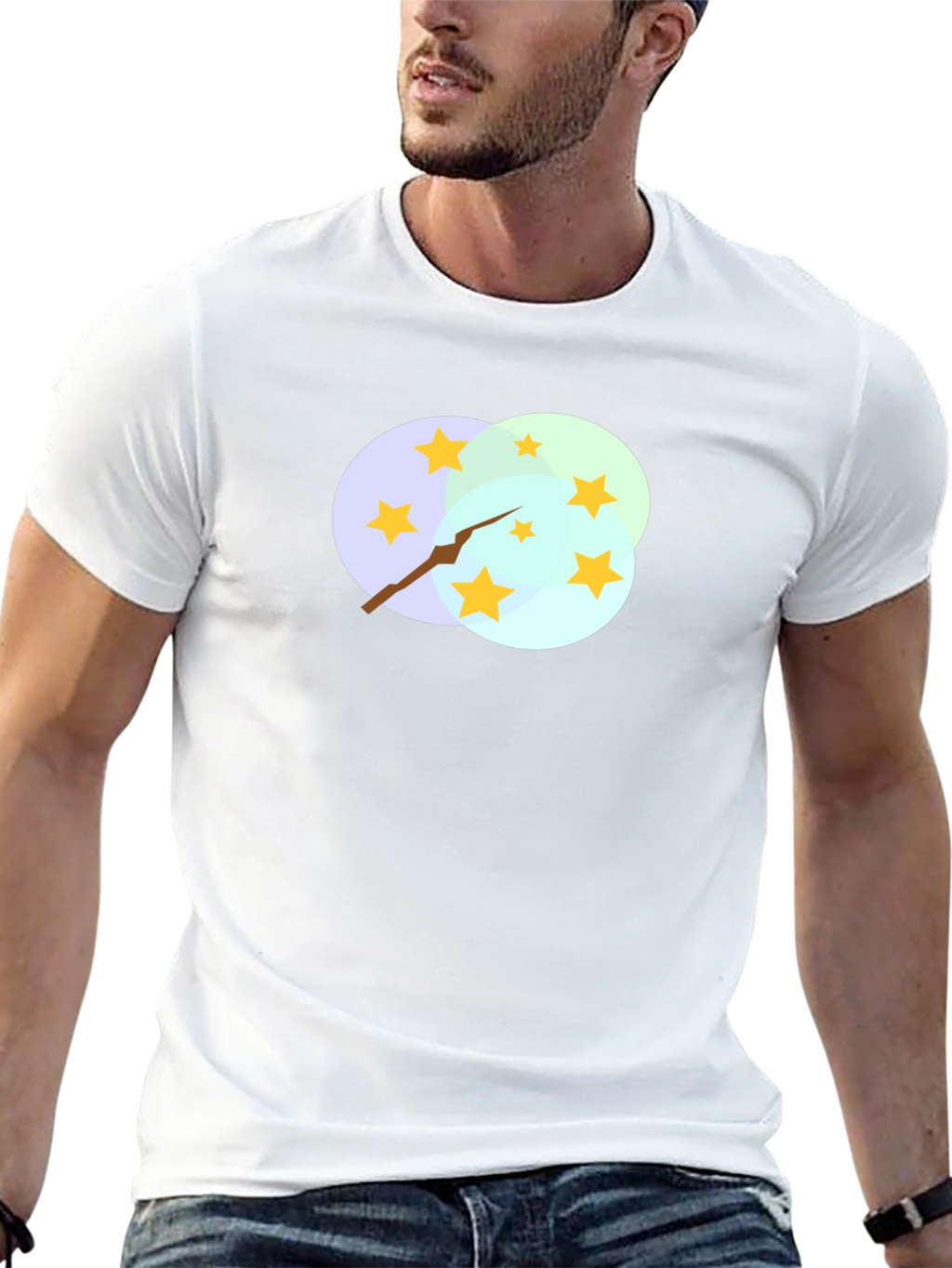Stars and Clouds Graphic Tee - Stylish Black T-Shirt