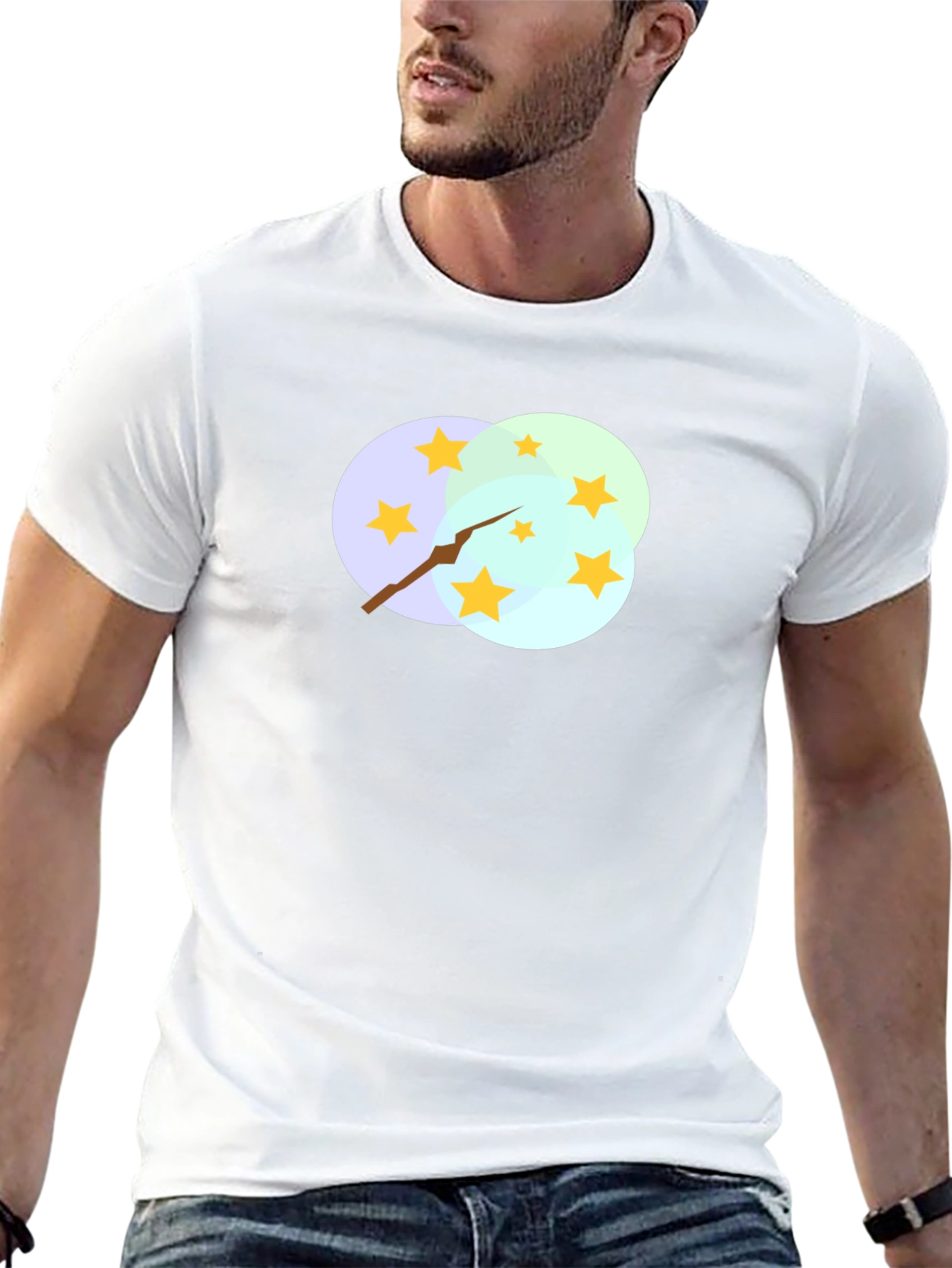 Stars and Clouds Graphic Tee - Stylish Black T-Shirt