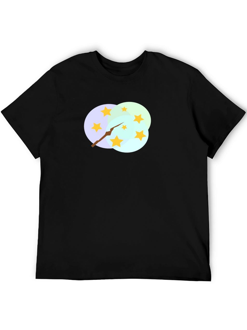 Stars and Clouds Graphic Tee - Stylish Black T-Shirt