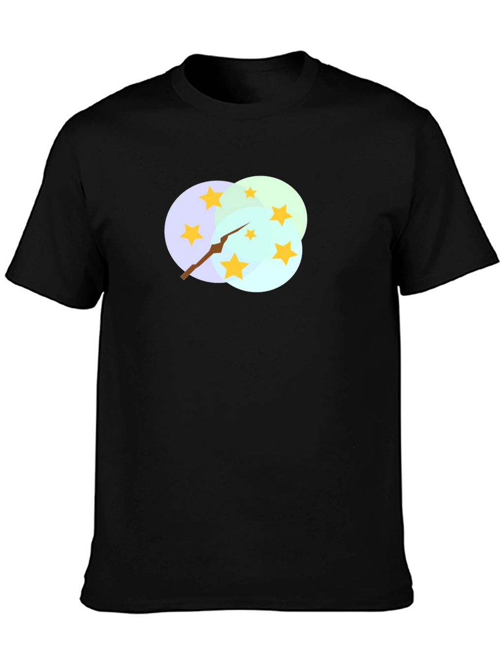 Stars and Clouds Graphic Tee - Stylish Black T-Shirt