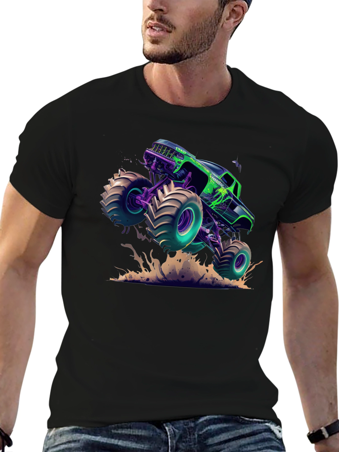 Monster Truck Graphic Tee - Black Cotton