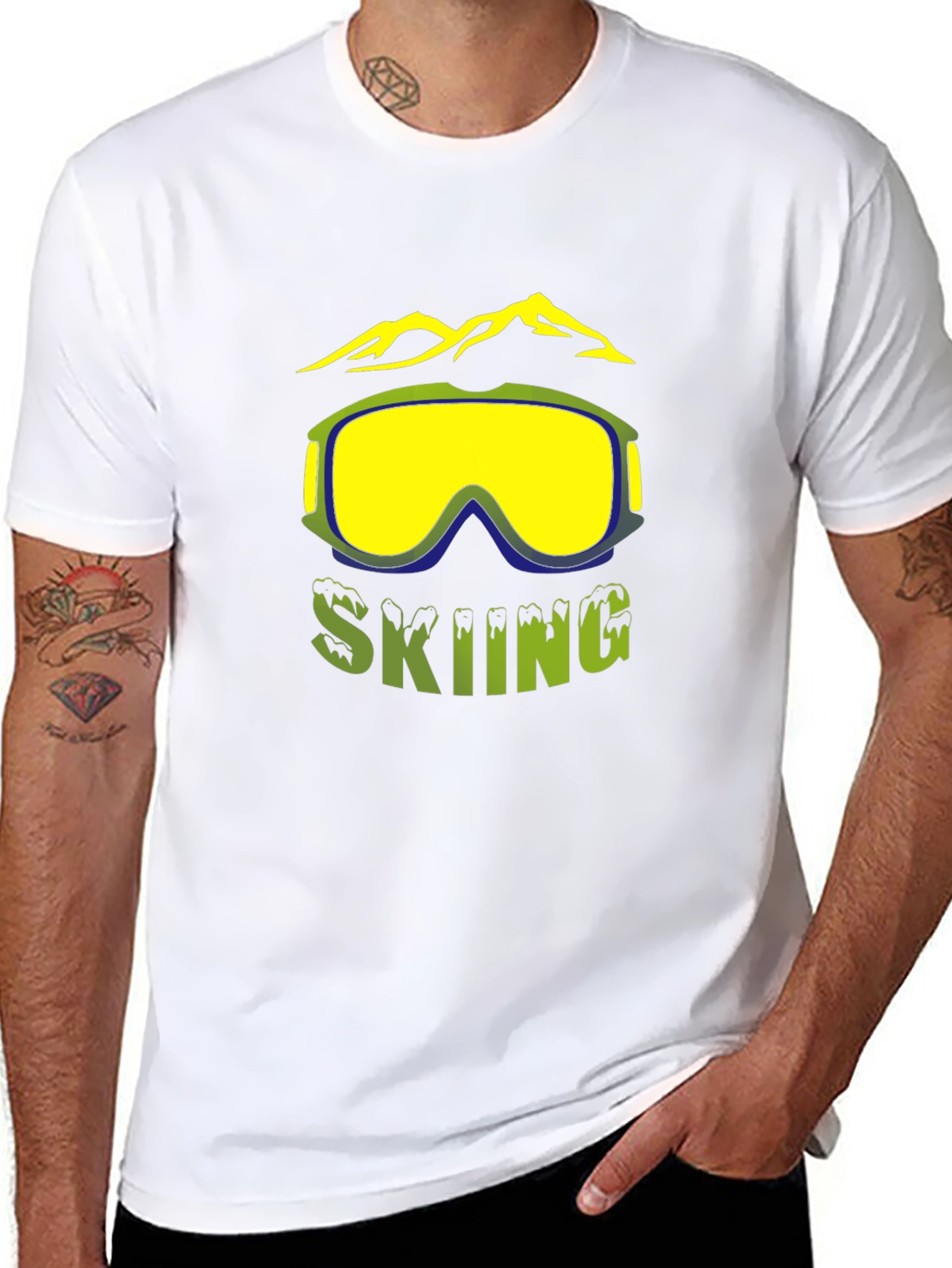 Skiing Graphic T-Shirt - Mountain & Goggles Design