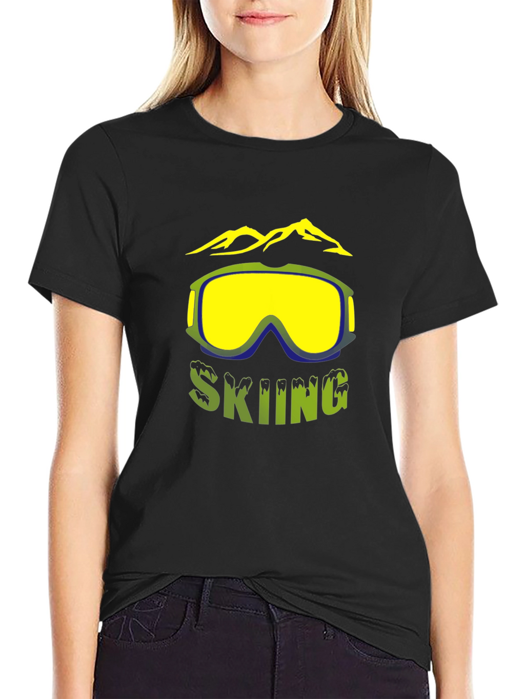 Skiing Graphic T-Shirt - Mountain & Goggles Design