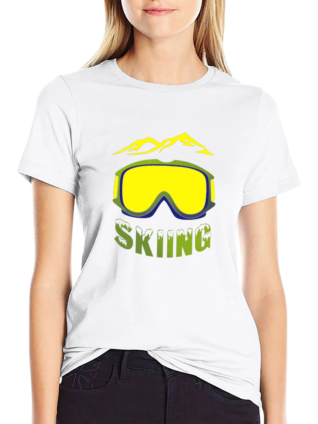 Skiing Graphic T-Shirt - Mountain & Goggles Design