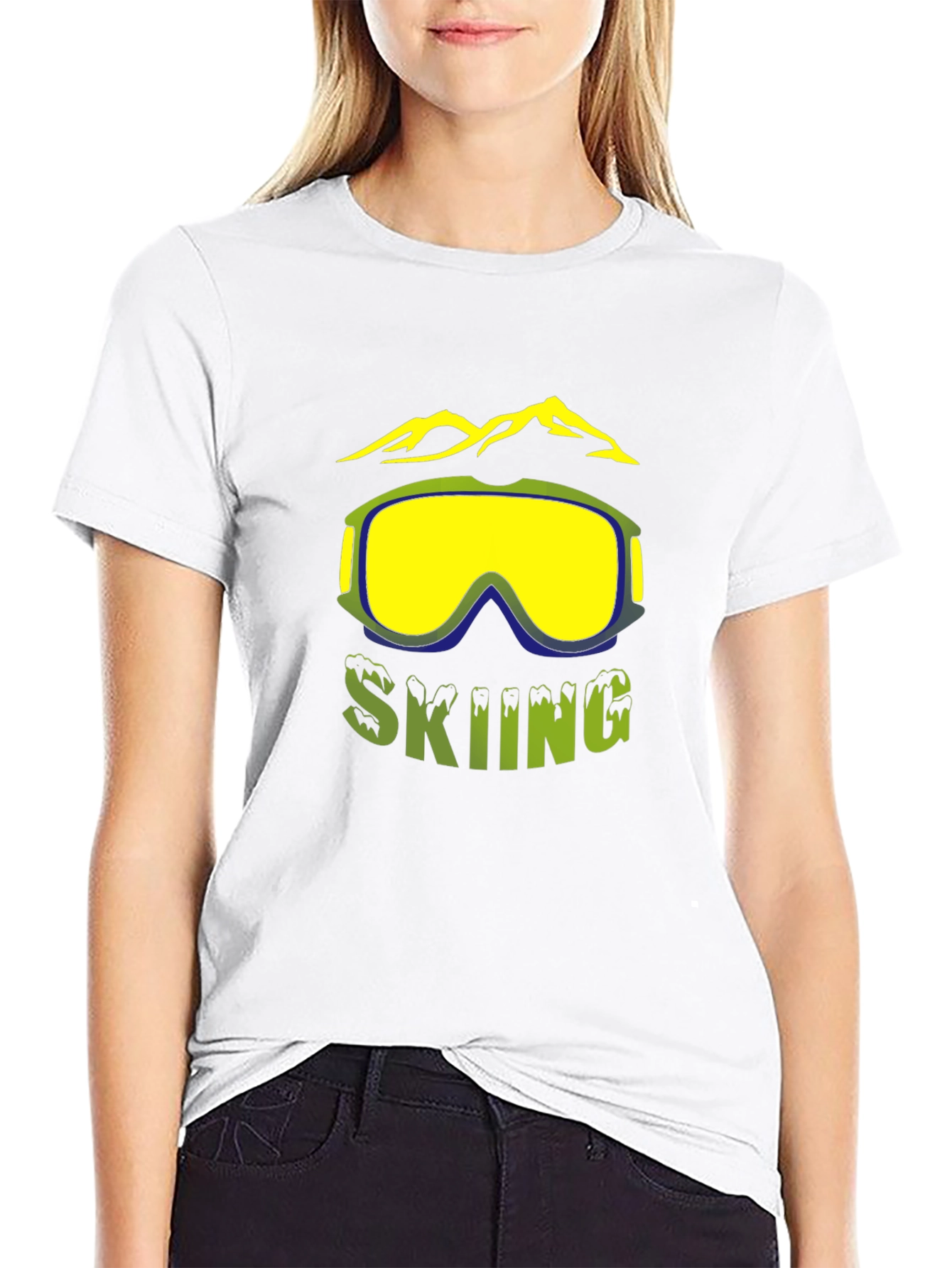 Skiing Graphic T-Shirt - Mountain & Goggles Design