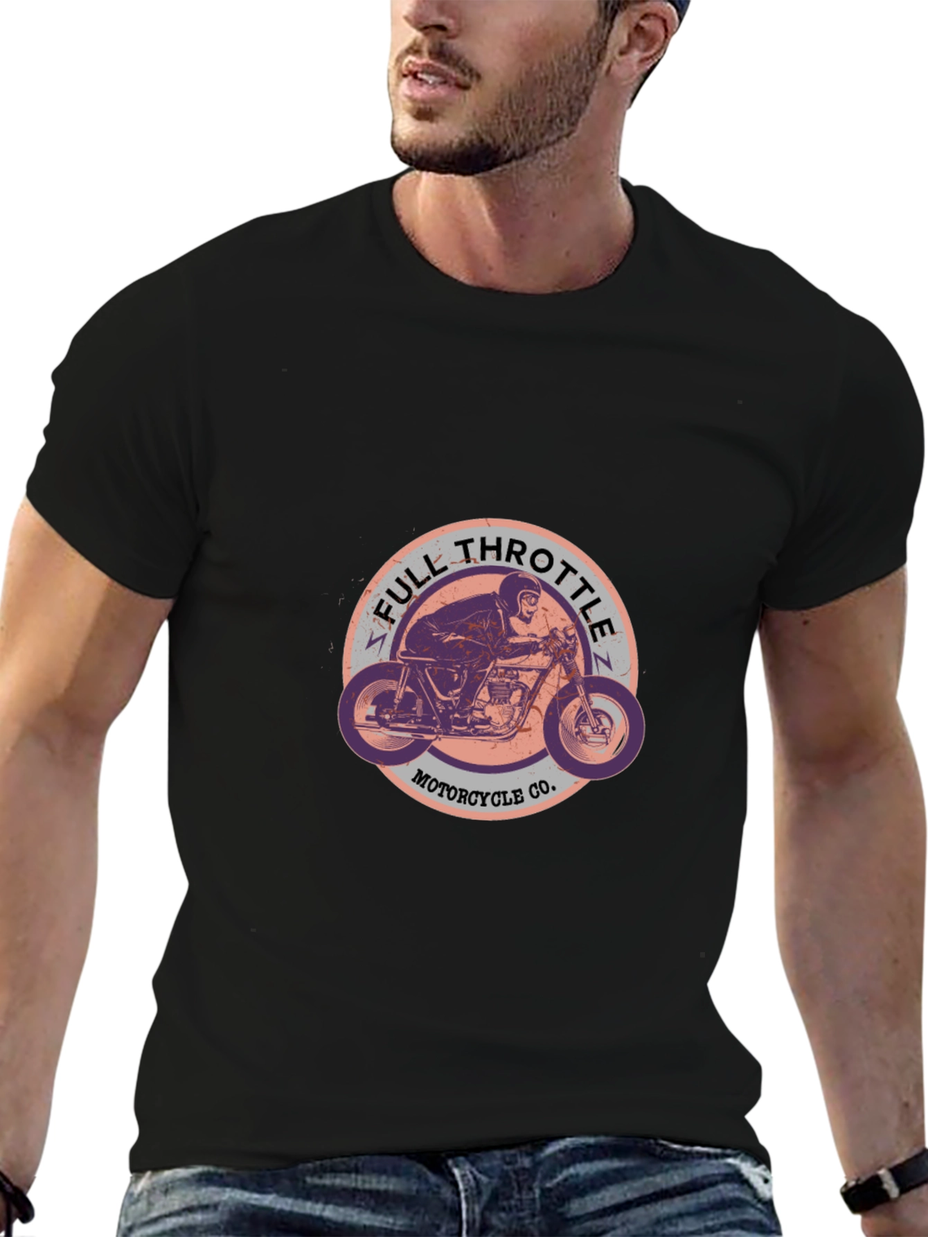 Full Throttle Motorcycle T-Shirt - Black