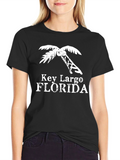 Key Largo Florida Black T-Shirt Palm Tree Distressed