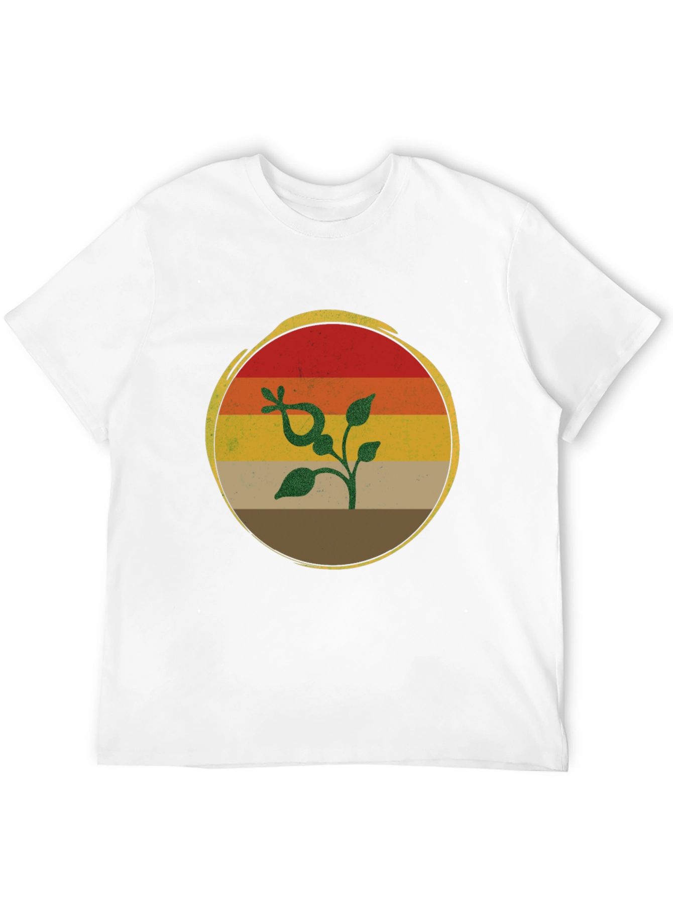 Retro Sunset Plant Graphic T-Shirt