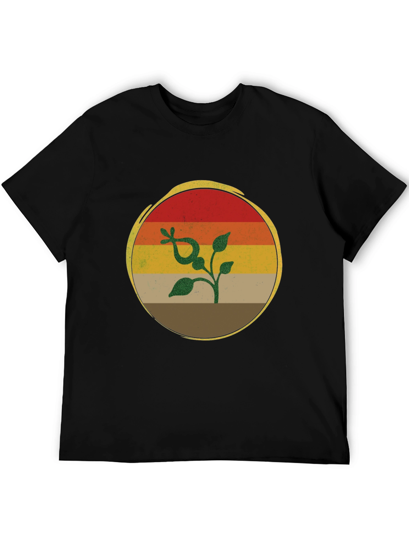 Retro Sunset Plant Graphic T-Shirt