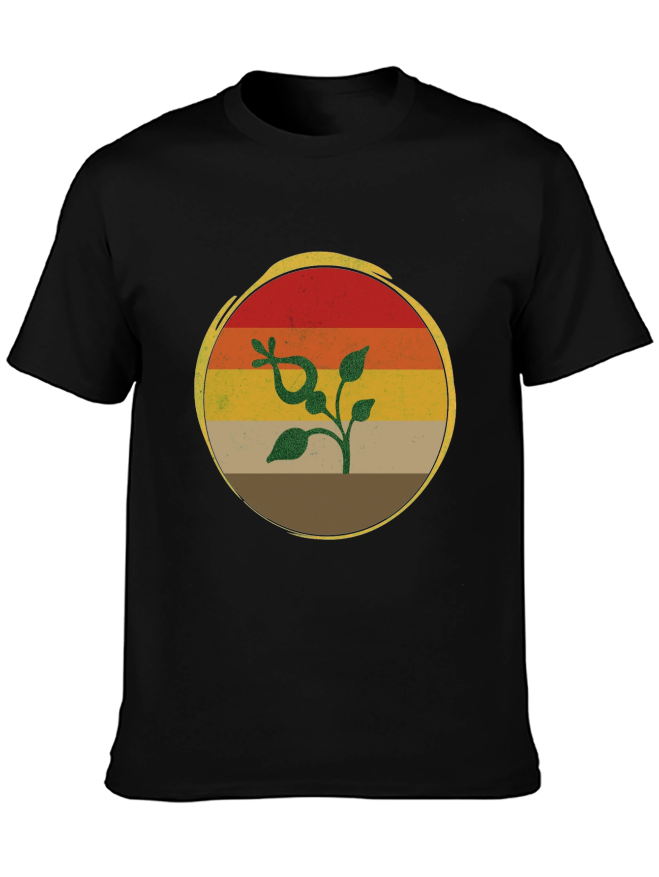 Retro Sunset Plant Graphic T-Shirt