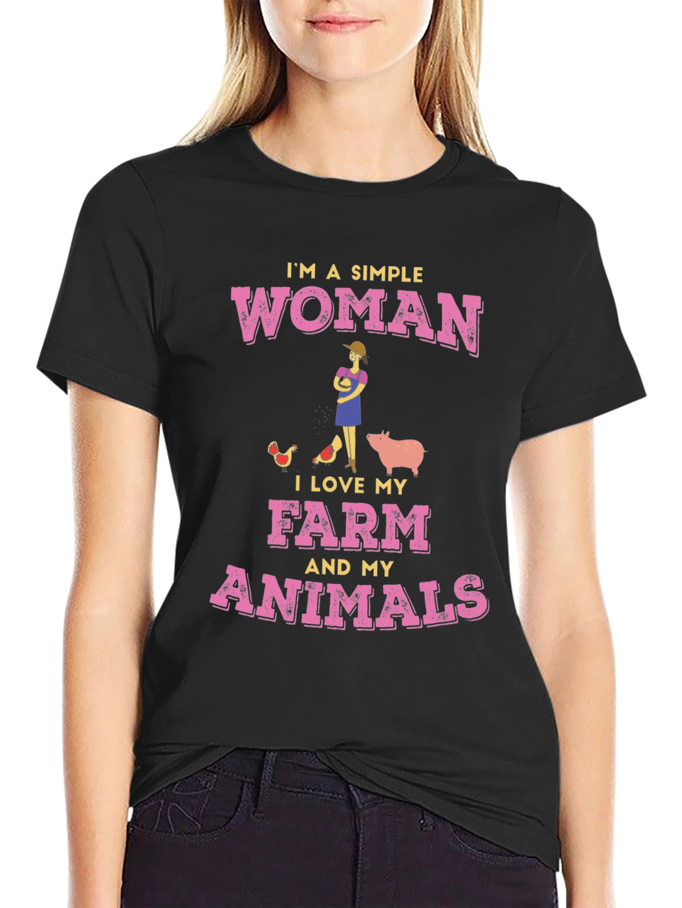 Simple Woman Farm Animals Graphic Tee
