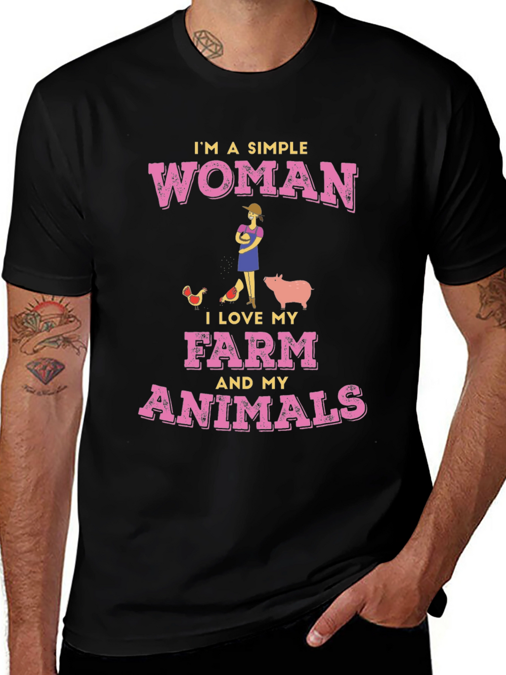 Simple Woman Farm Animals Graphic Tee