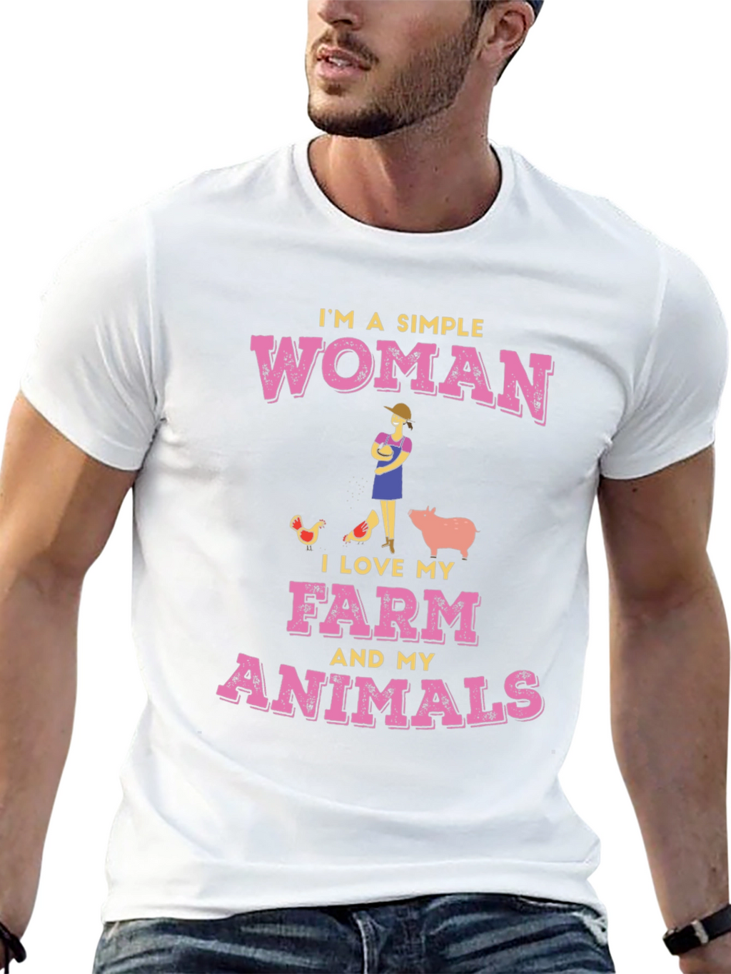 Simple Woman Farm Animals Graphic Tee