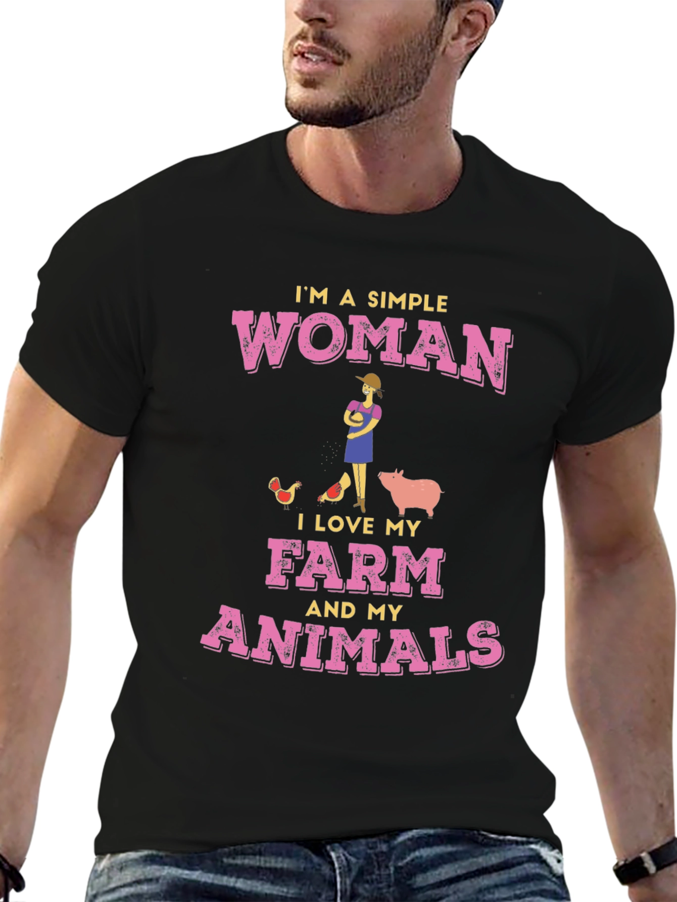 Simple Woman Farm Animals Graphic Tee