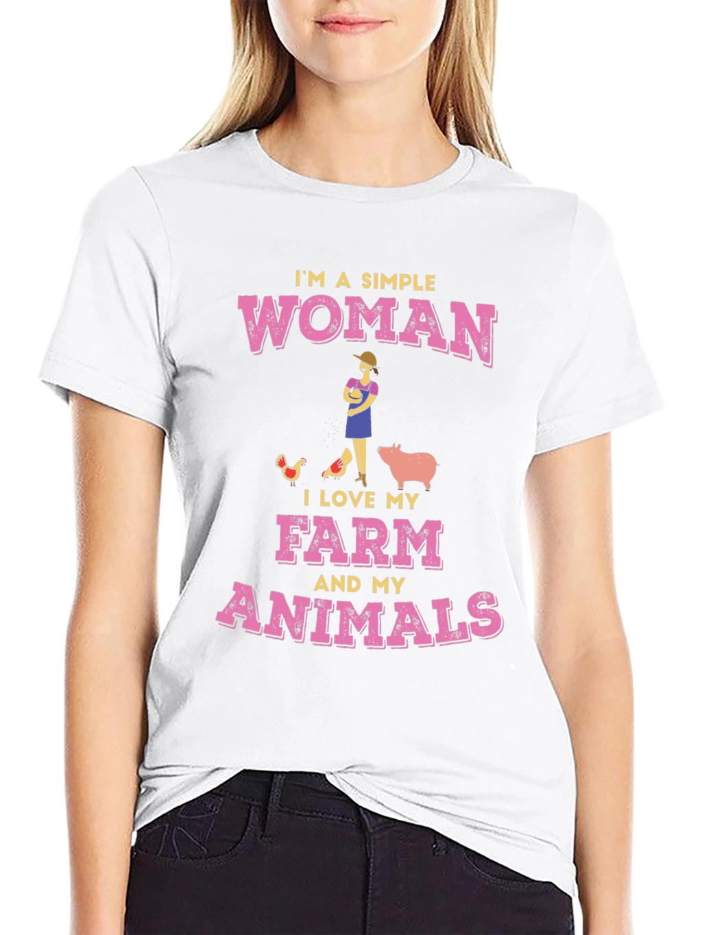 Simple Woman Farm Animals Graphic Tee