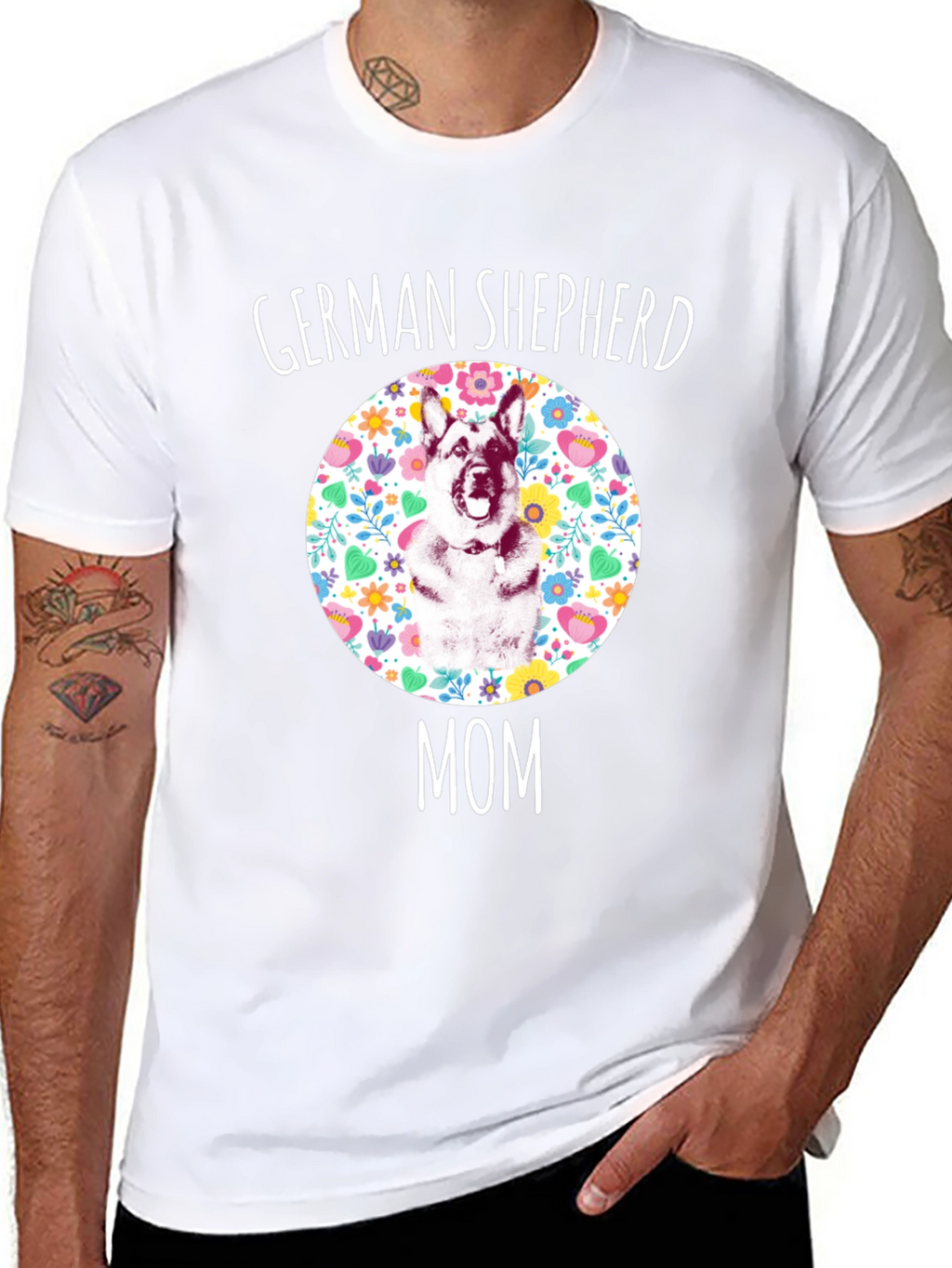 German Shepherd Mom Floral T-Shirt