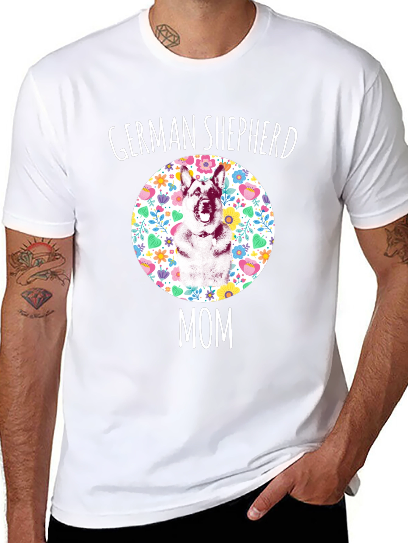 German Shepherd Mom Floral T-Shirt