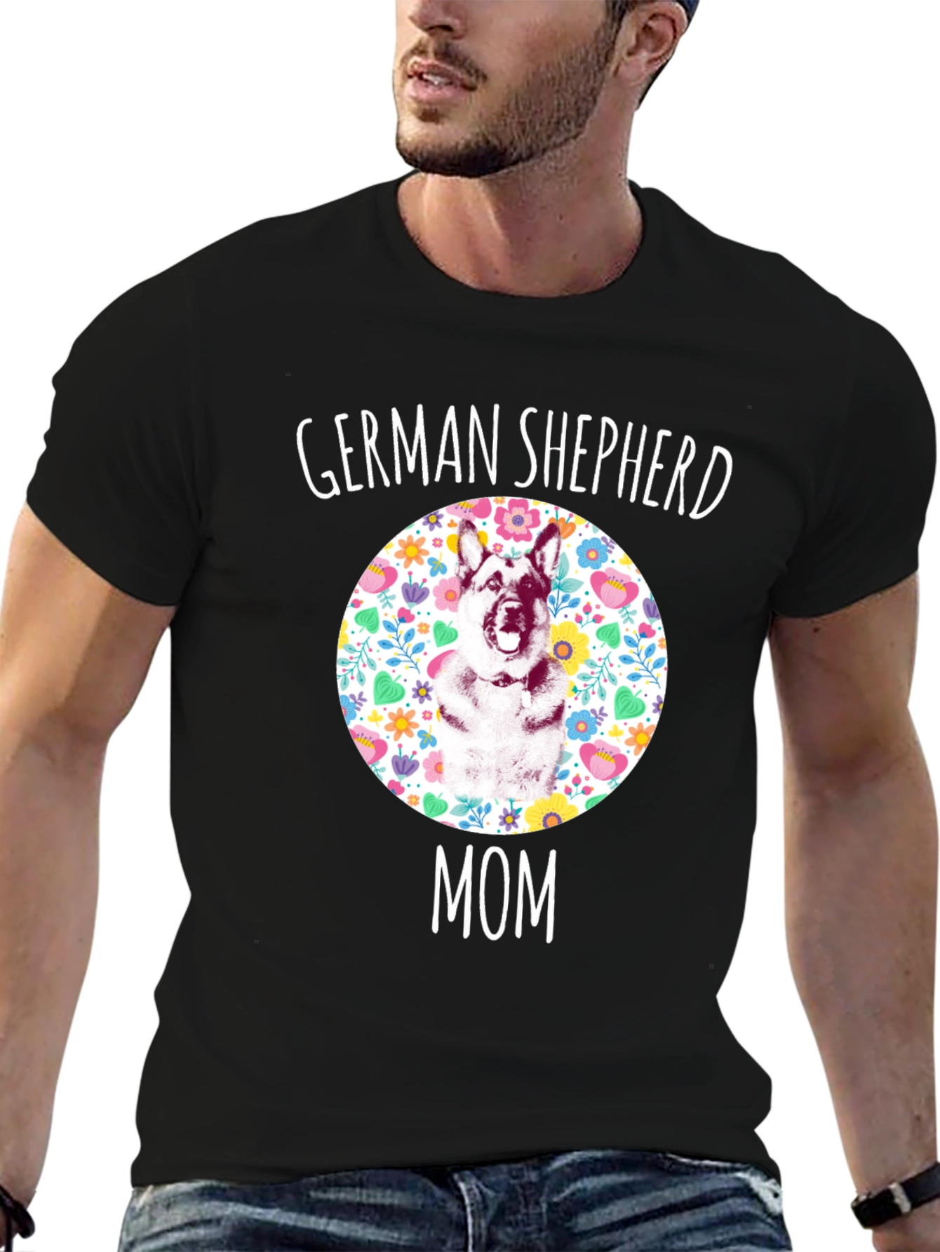 German Shepherd Mom Floral T-Shirt