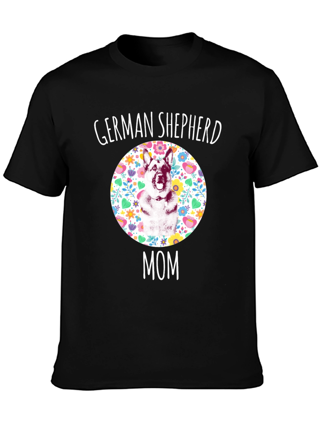 German Shepherd Mom Floral T-Shirt