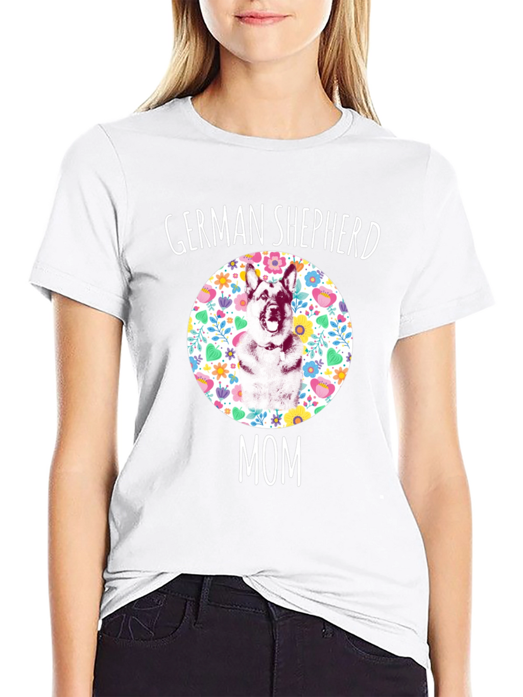 German Shepherd Mom Floral T-Shirt