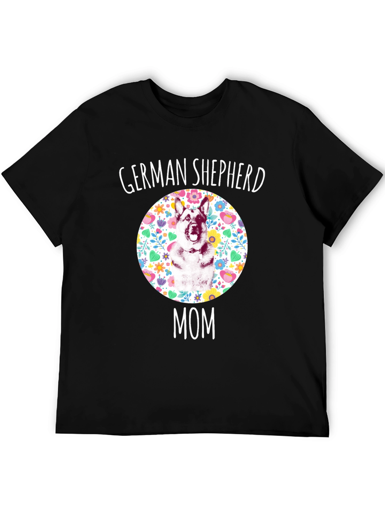 German Shepherd Mom Floral T-Shirt
