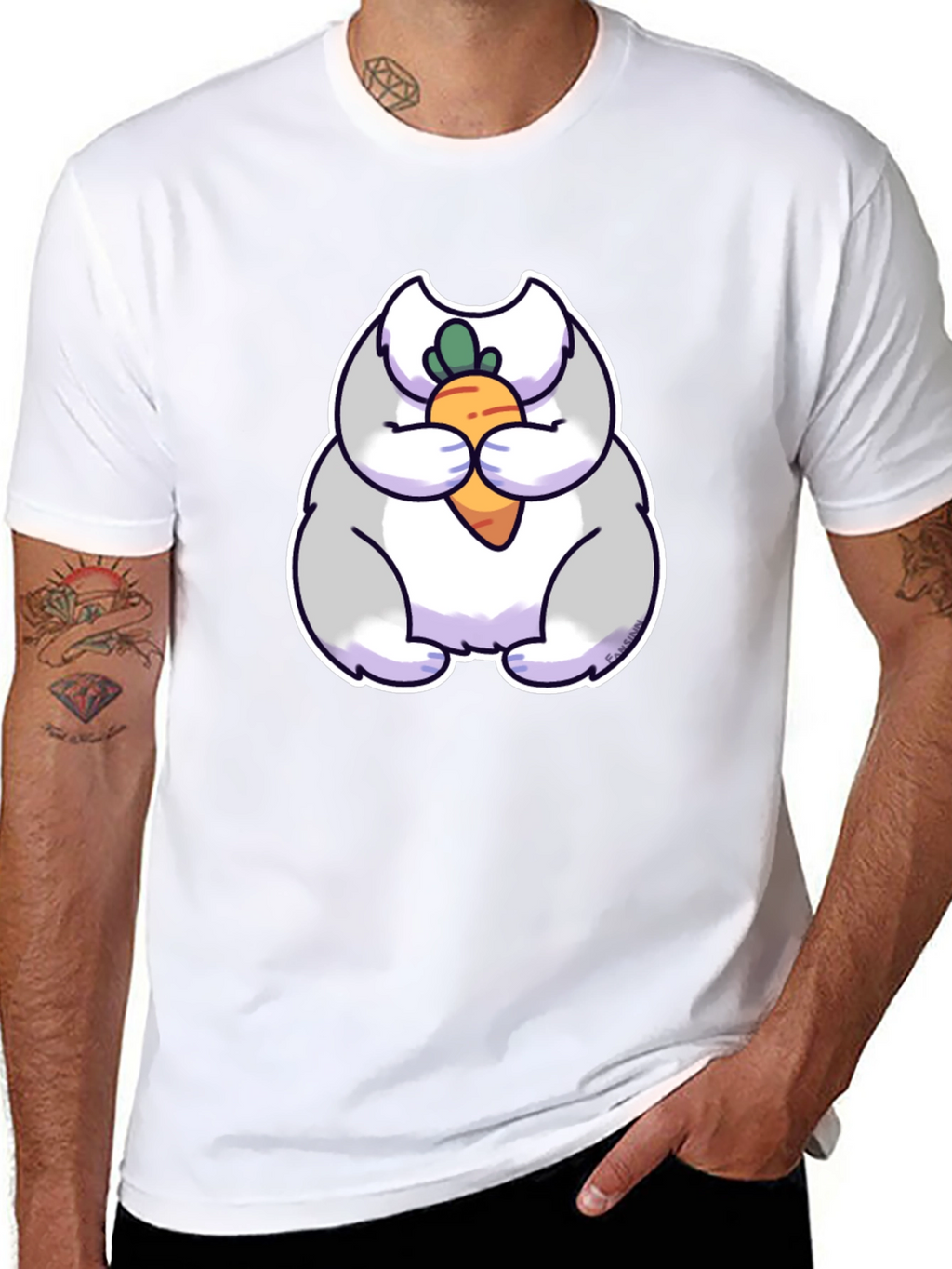 Cute Rabbit Eating Carrot Graphic Tee