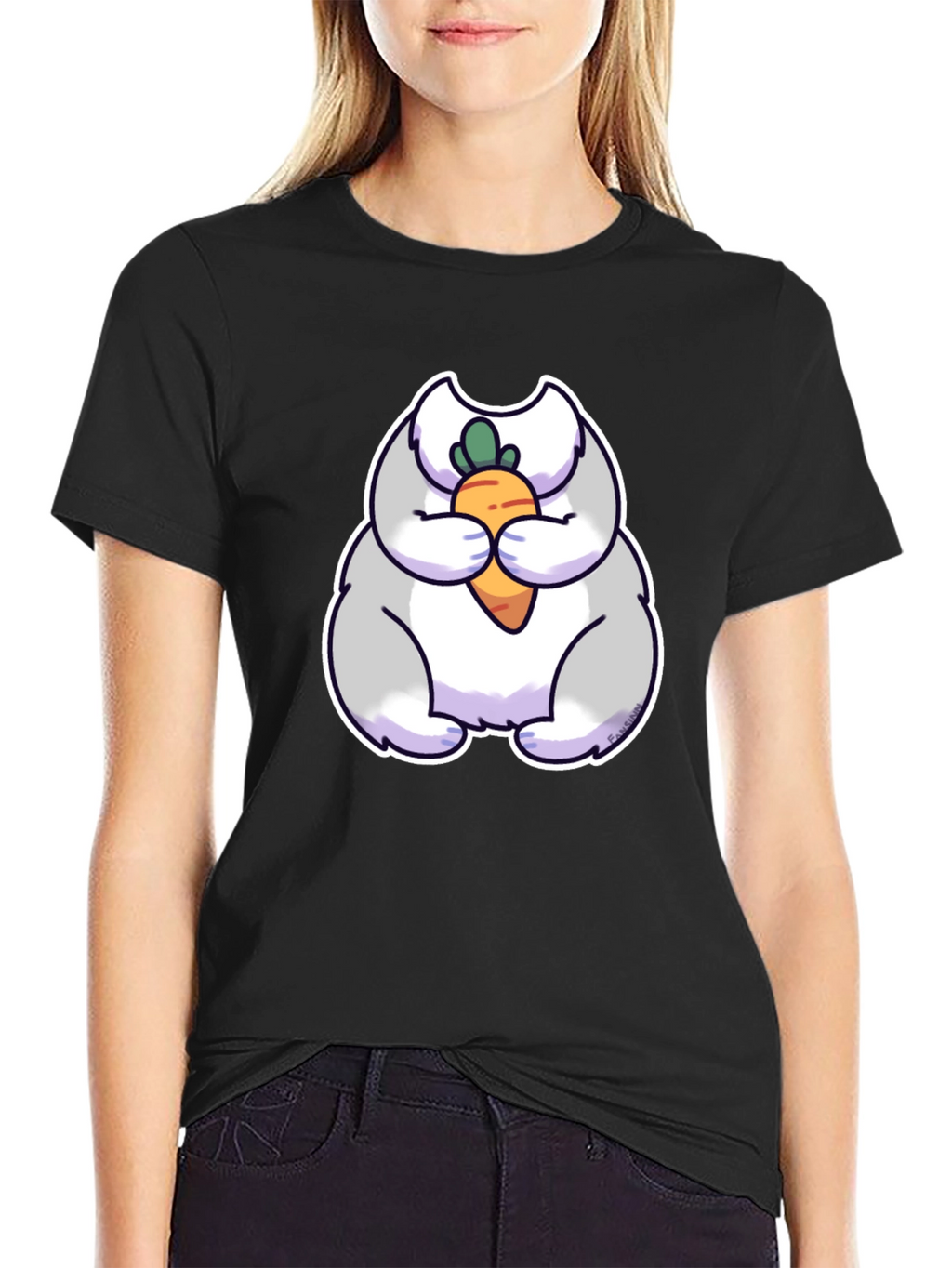 Cute Rabbit Eating Carrot Graphic Tee