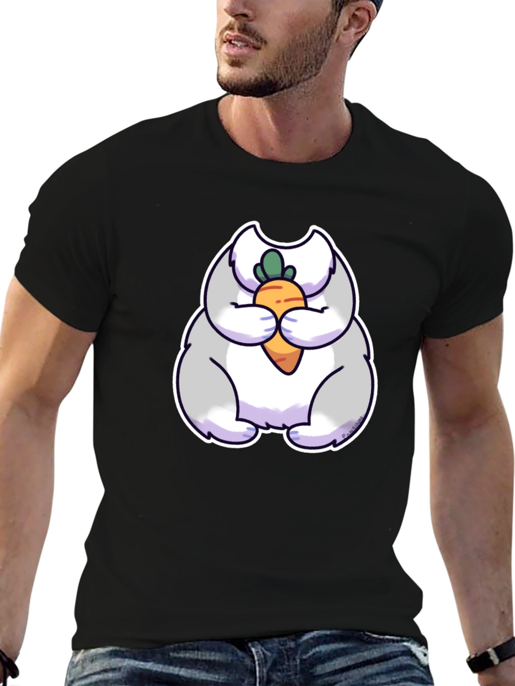 Cute Rabbit Eating Carrot Graphic Tee