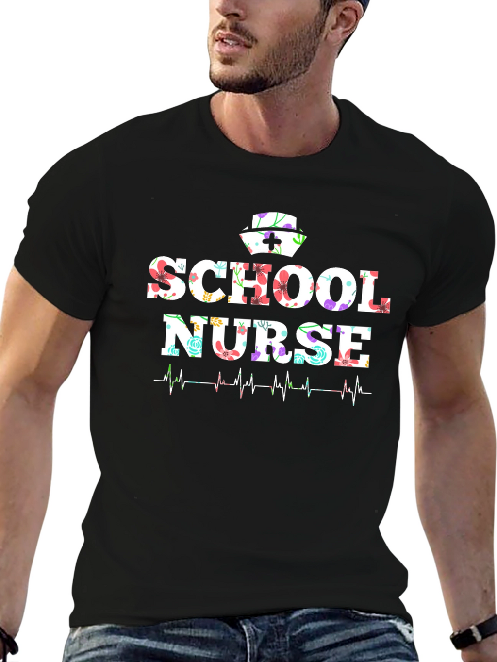 School Nurse Floral Graphic Tee