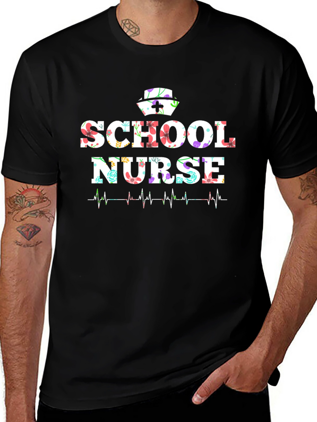 School Nurse Floral Graphic Tee