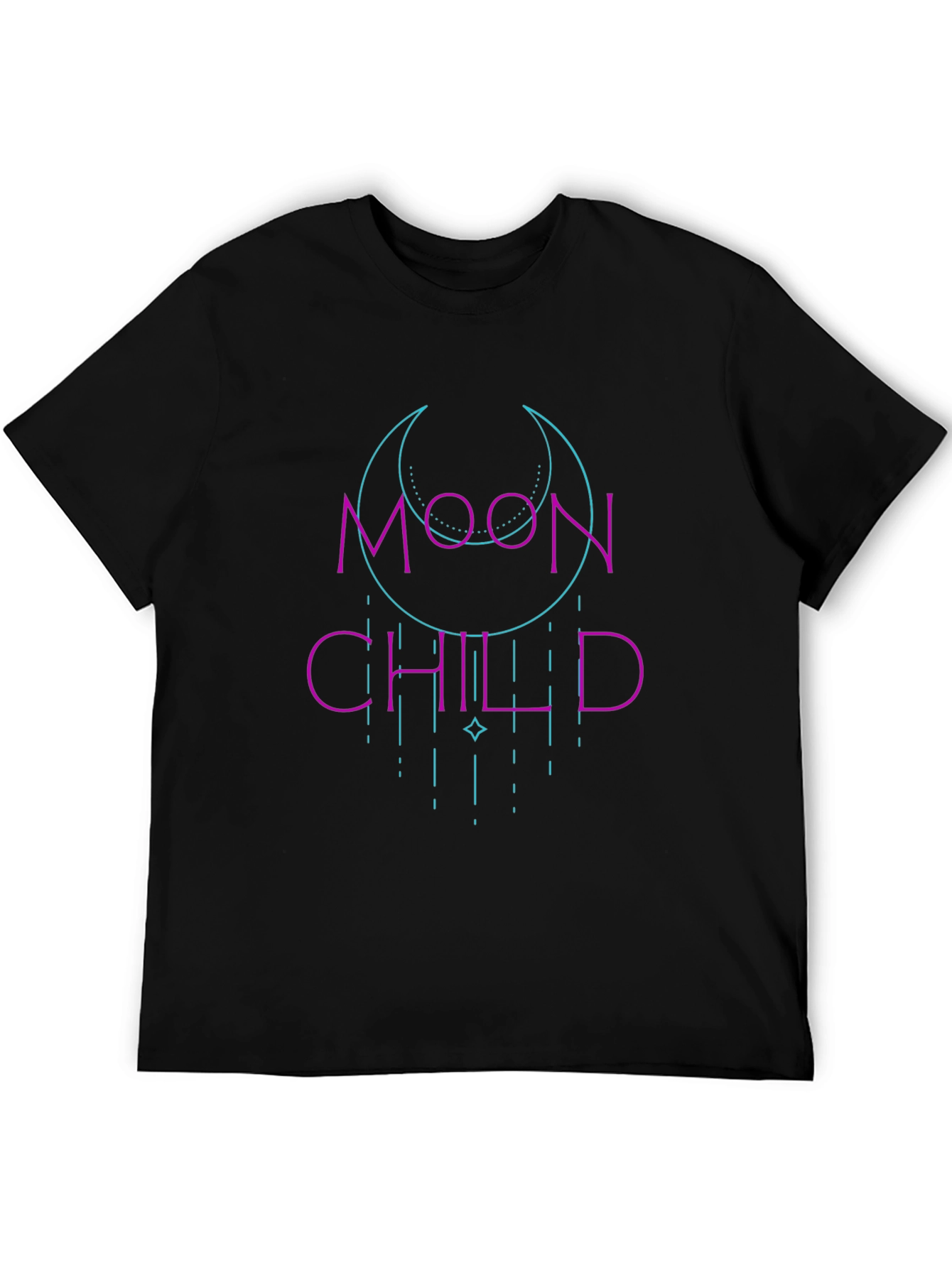 Moon Child Graphic Tee - Black Casual Shirt