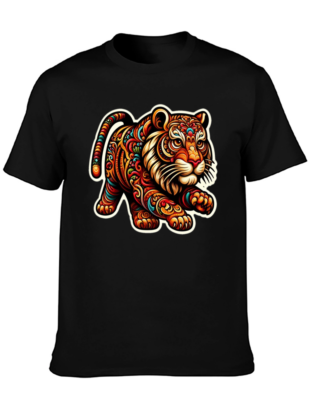Tiger Graphic Print Black T-Shirt