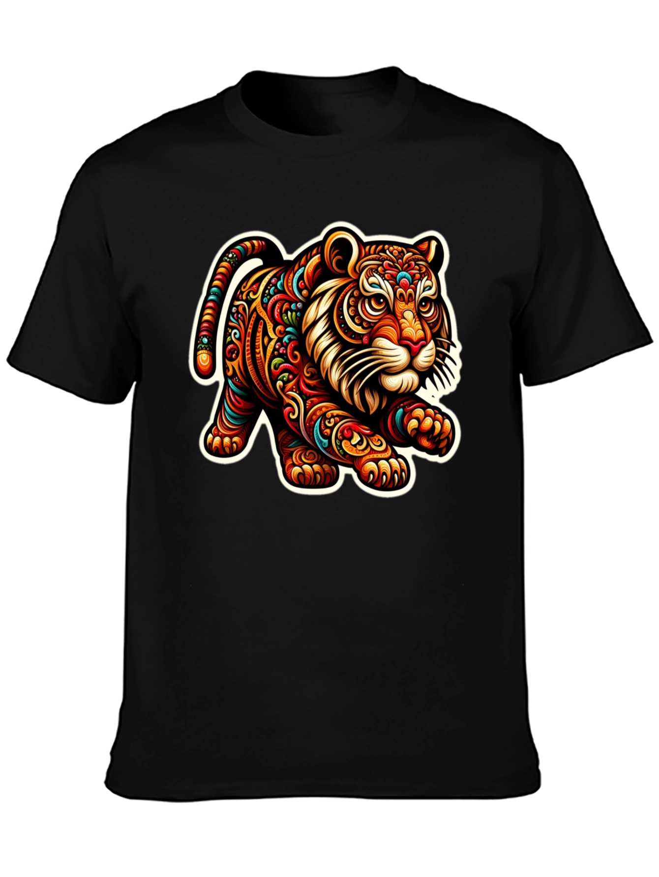 Tiger Graphic Print Black T-Shirt