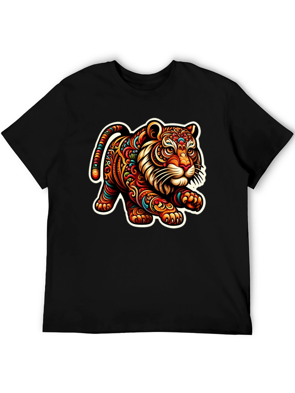 Tiger Graphic Print Black T-Shirt