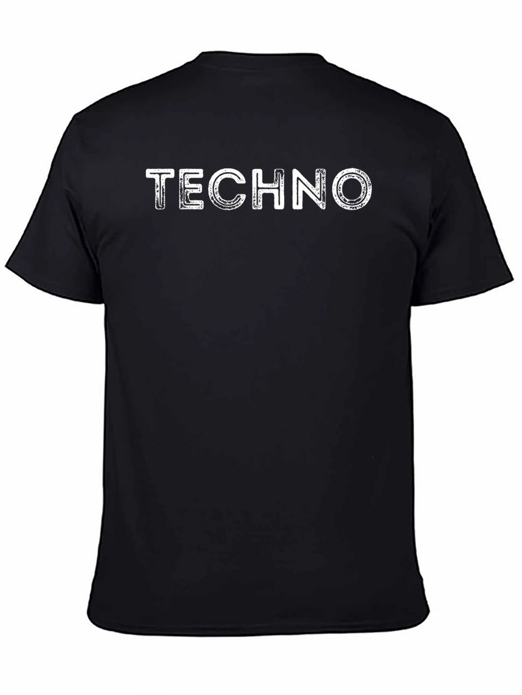 Techno Distressed Graphic Print Black T-Shirt