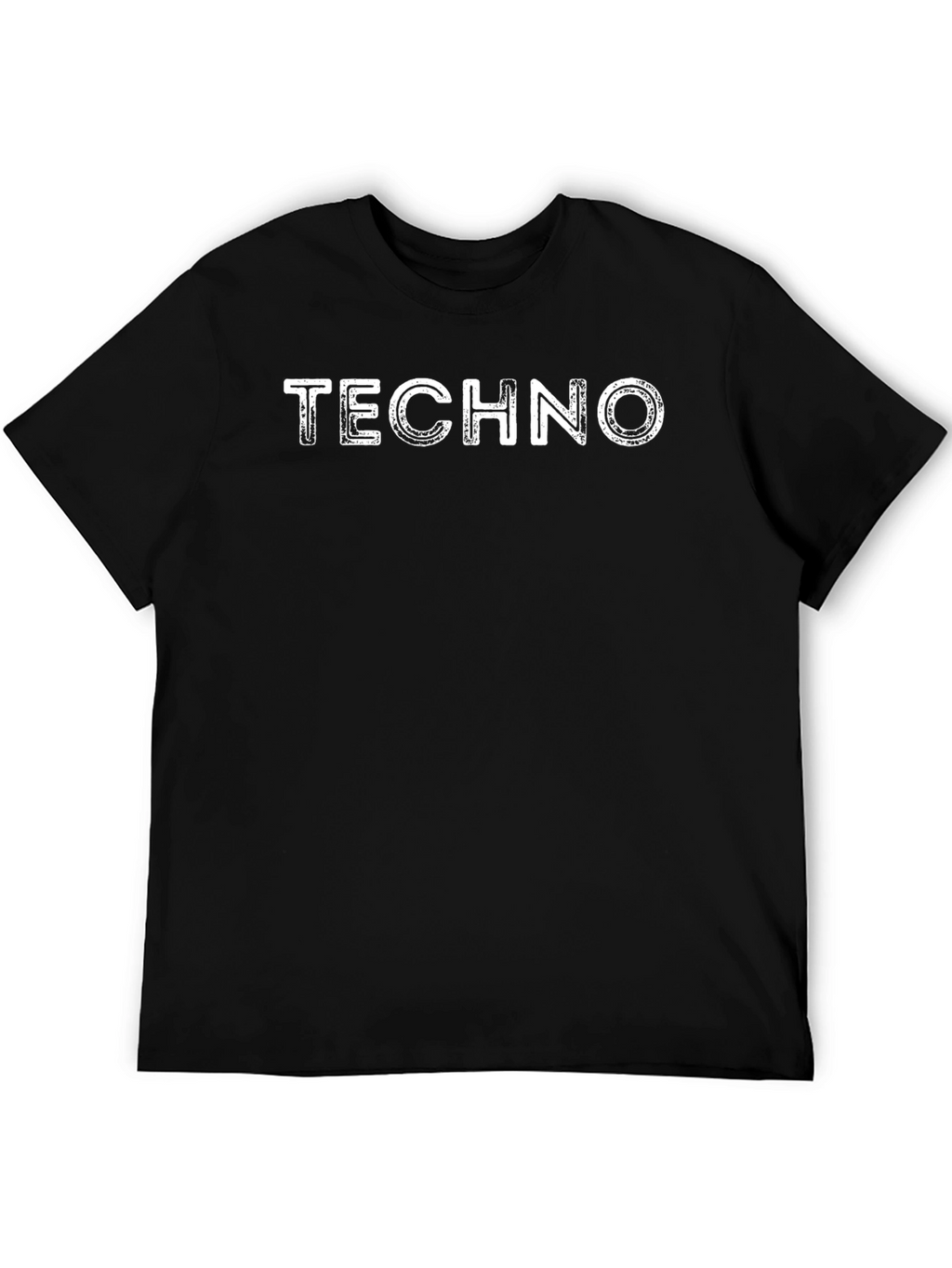 Techno Distressed Graphic Print Black T-Shirt