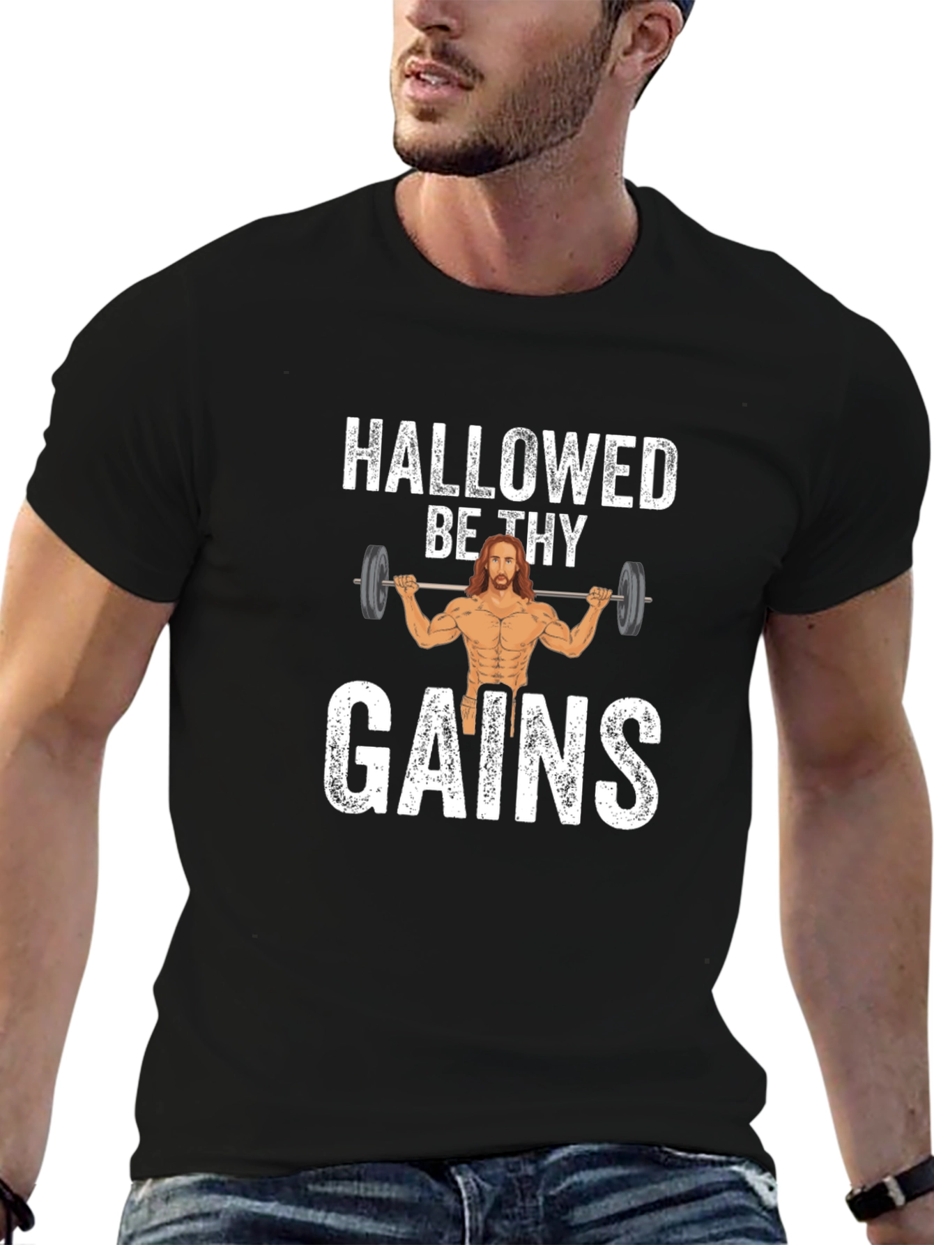 Hallowed Be Thy Gains Graphic T-Shirt - Black