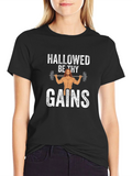 Hallowed Be Thy Gains Graphic T-Shirt - Black
