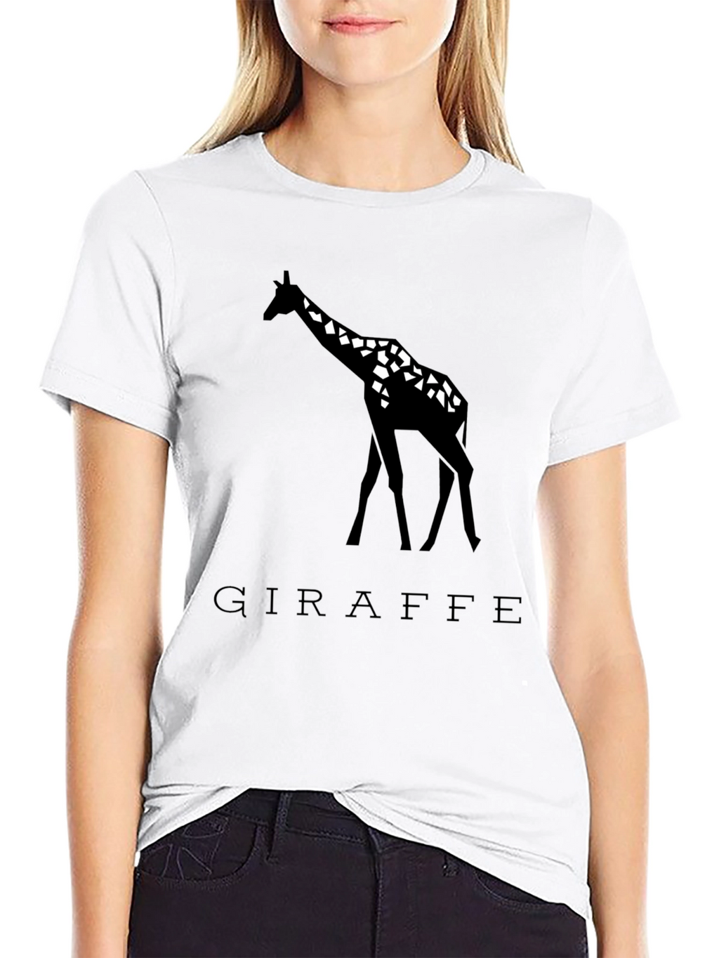 Giraffe Graphic Tee - Black Geometric Design