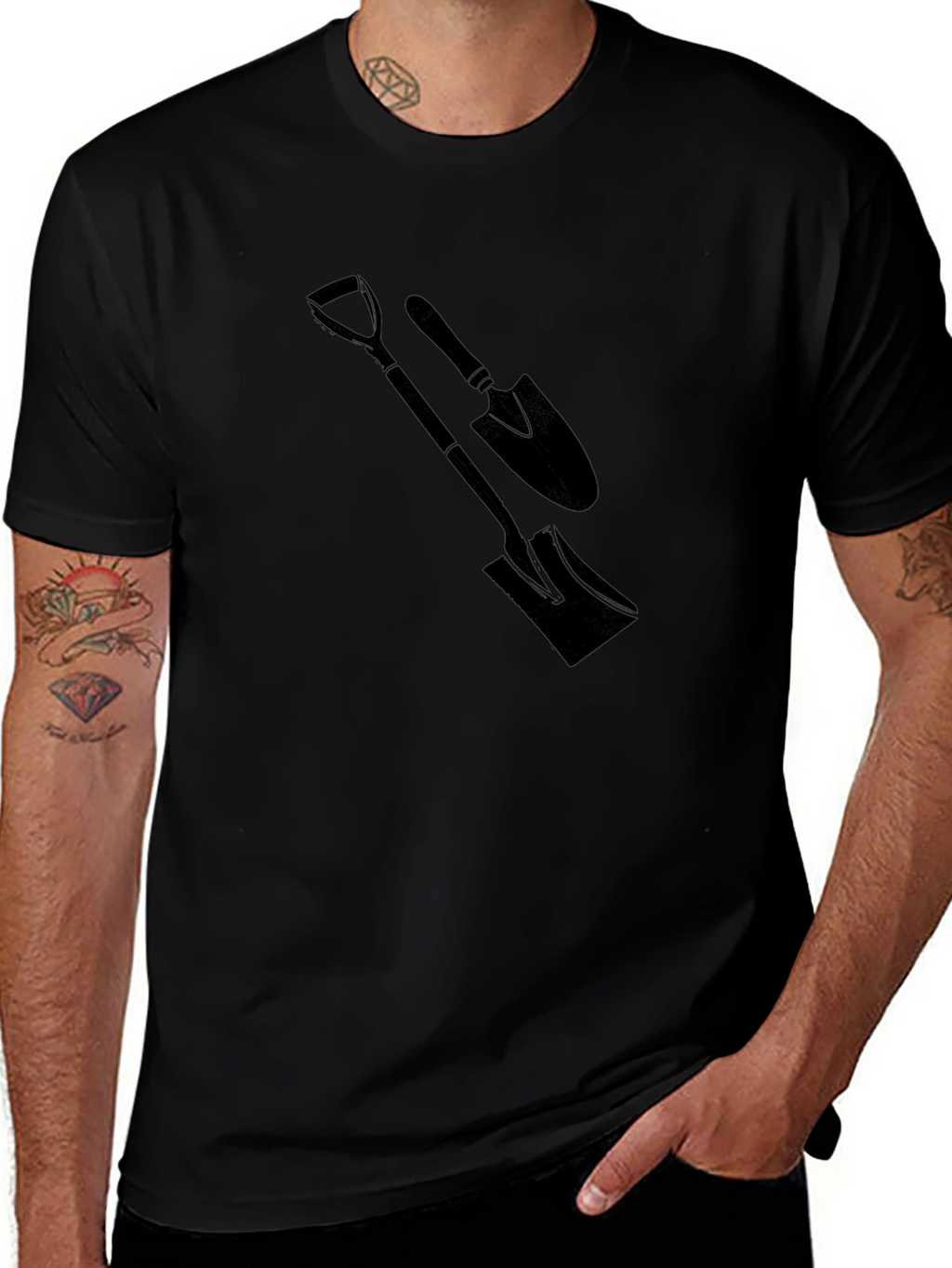 Mens Black T-Shirt with Spade Graphic