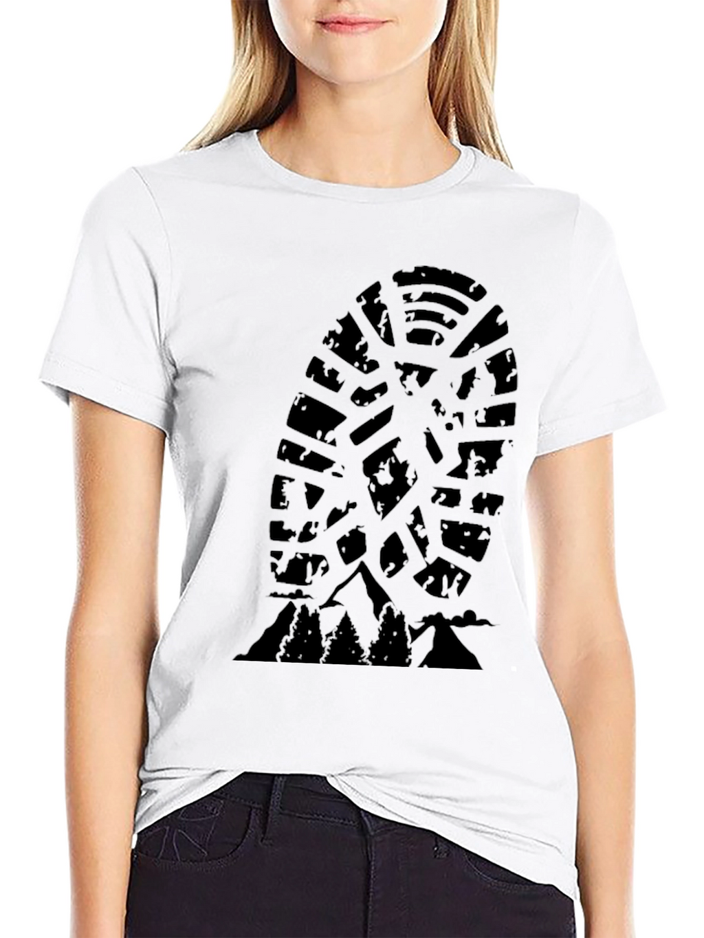 Outdoor Adventure T-Shirt - Mountain Trail Shoe Print