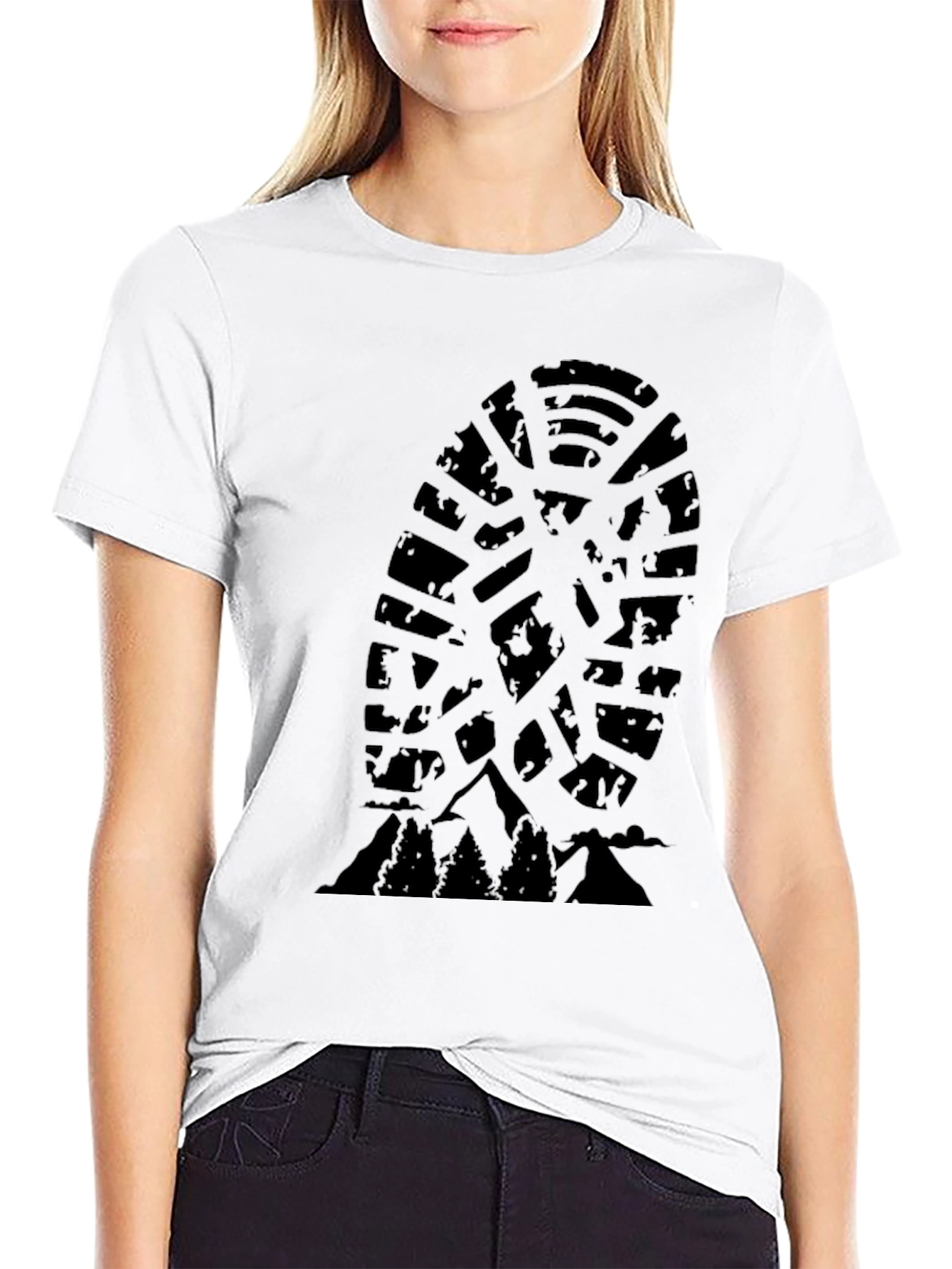 Outdoor Adventure T-Shirt - Mountain Trail Shoe Print