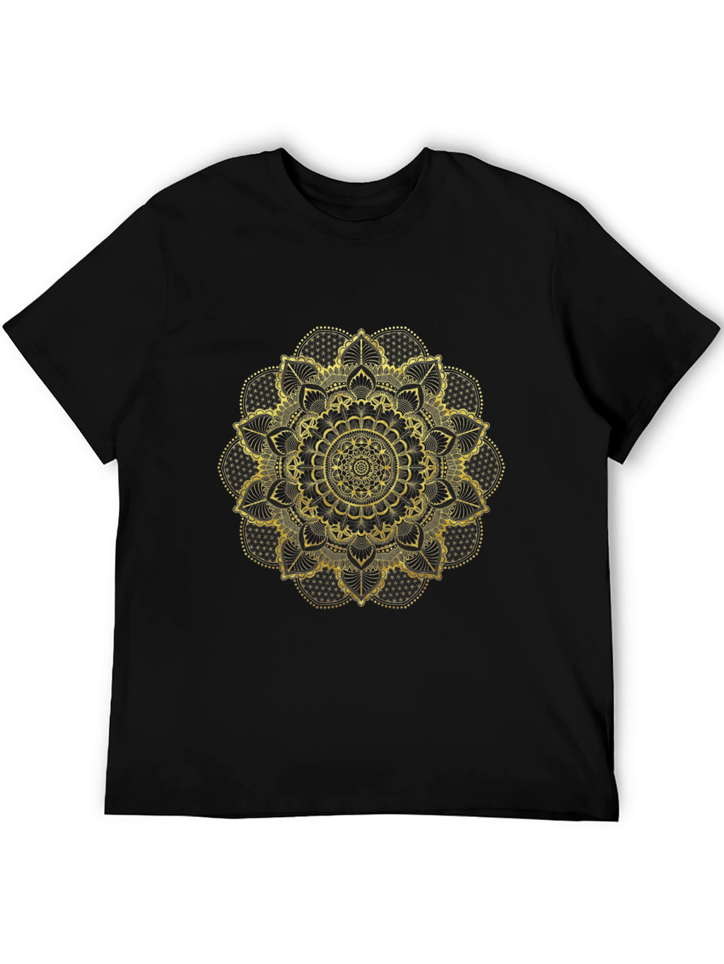 Golden Mandala Graphic Black T-Shirt