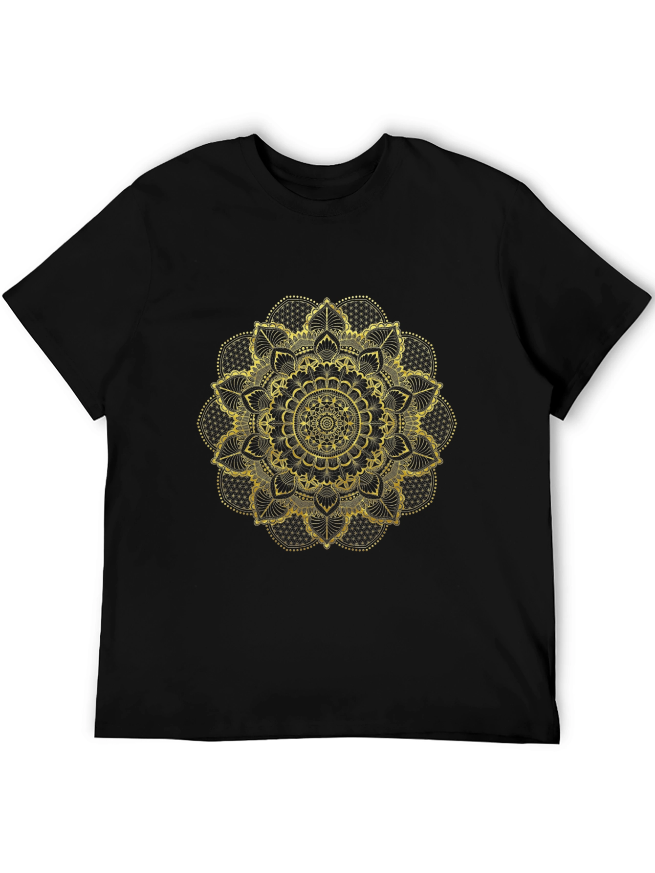Golden Mandala Graphic Black T-Shirt