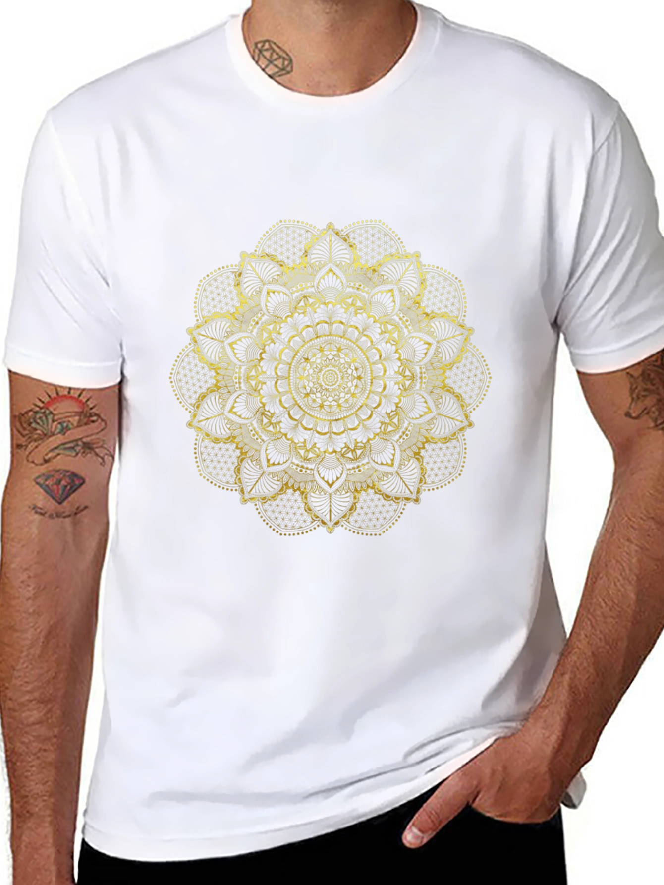 Golden Mandala Graphic Black T-Shirt