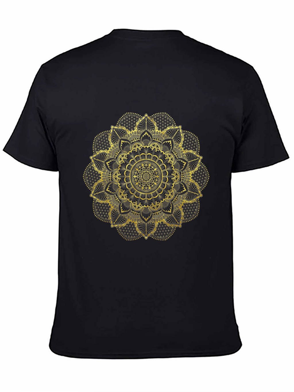 Golden Mandala Graphic Black T-Shirt