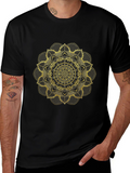 Golden Mandala Graphic Black T-Shirt